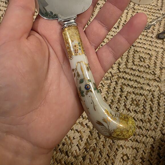 Vintage Prill Sheffield England Pie Cake Server Floral Yellow Porcelain Handle. - Picture 4 of 16